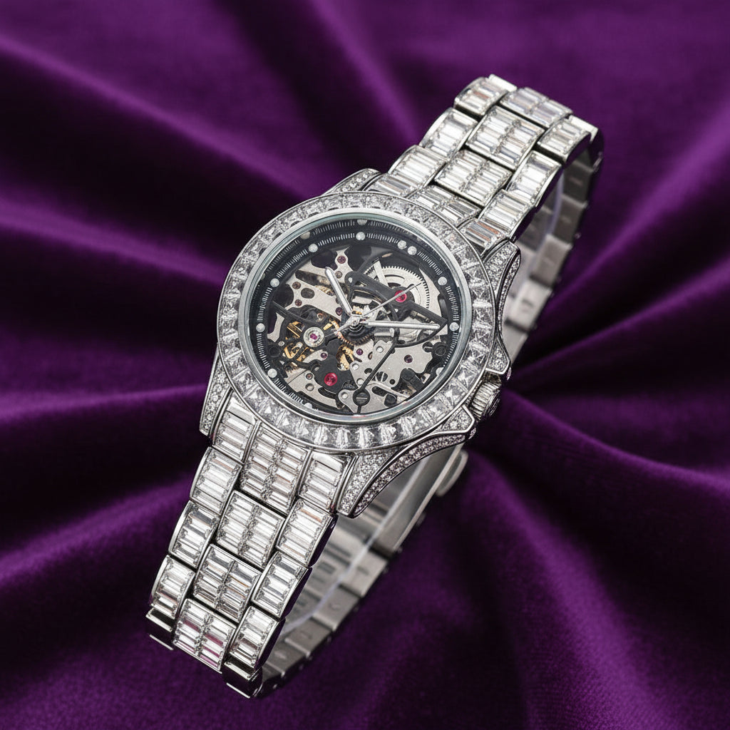 Iced Out Baguette Chandelier Ro Style Automatic Watch