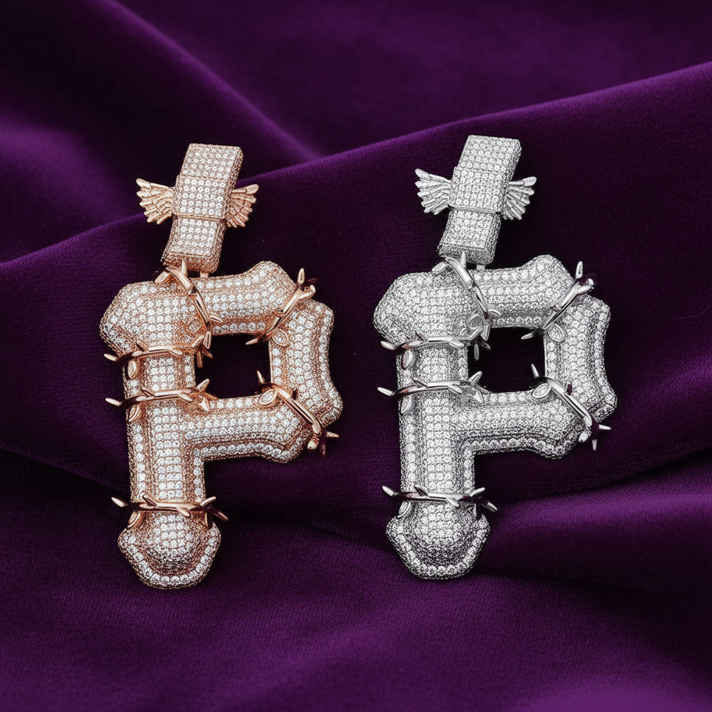 Iced Out Pittsburg Vine Logo Pendant